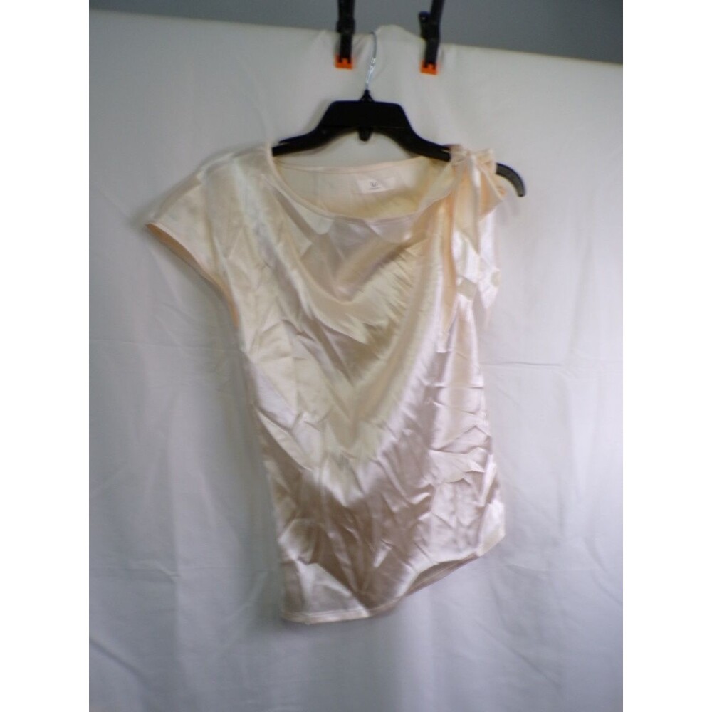 VIDUSSA VJ Satin Blouse Top Women's XS Champagne Ivory Sleeveless